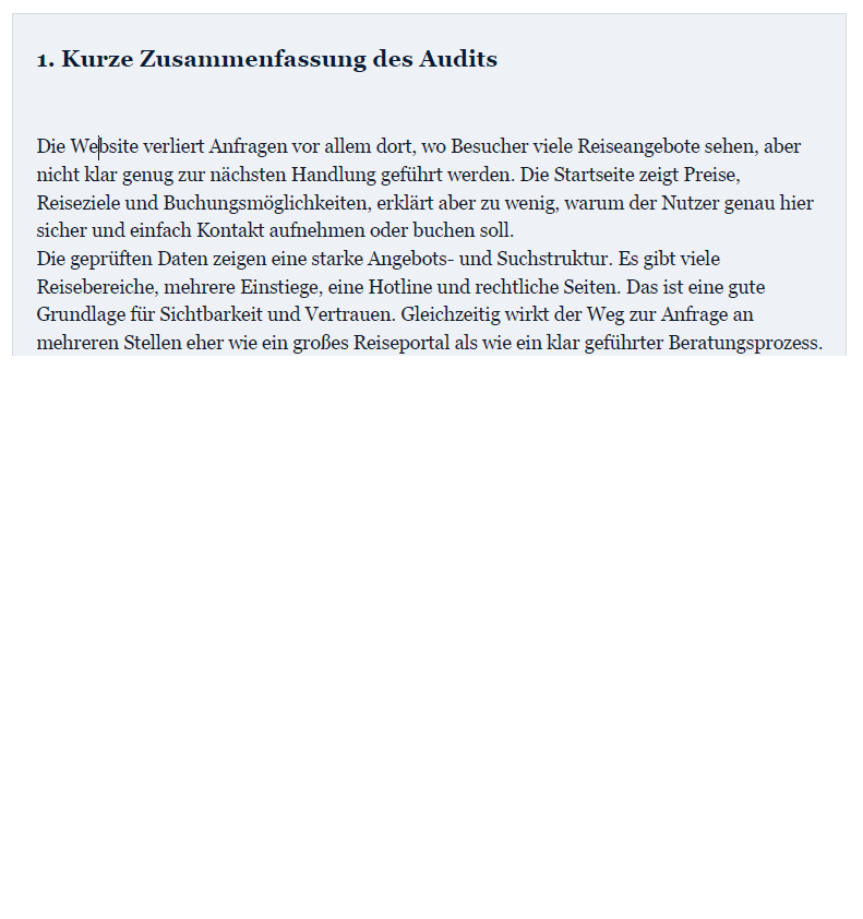 Vorschau kurze Zusammenfassung des Audits