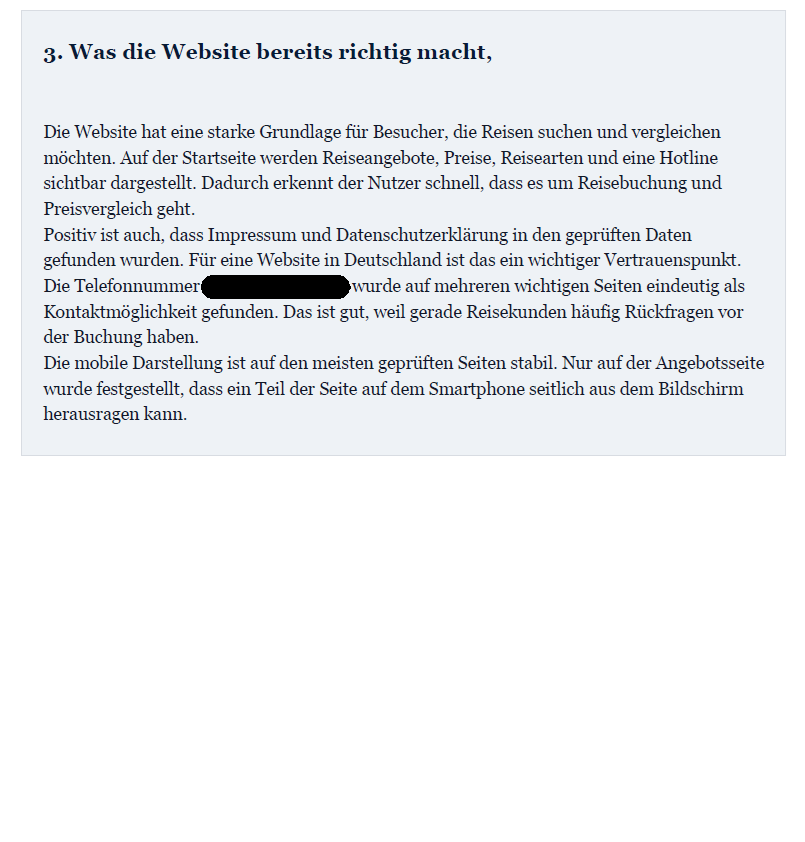 Vorschau starke Seiten der Website