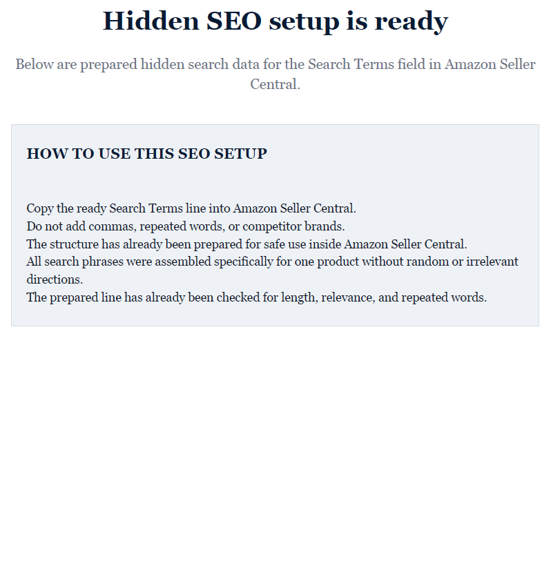 Amazon Backend SEO preview