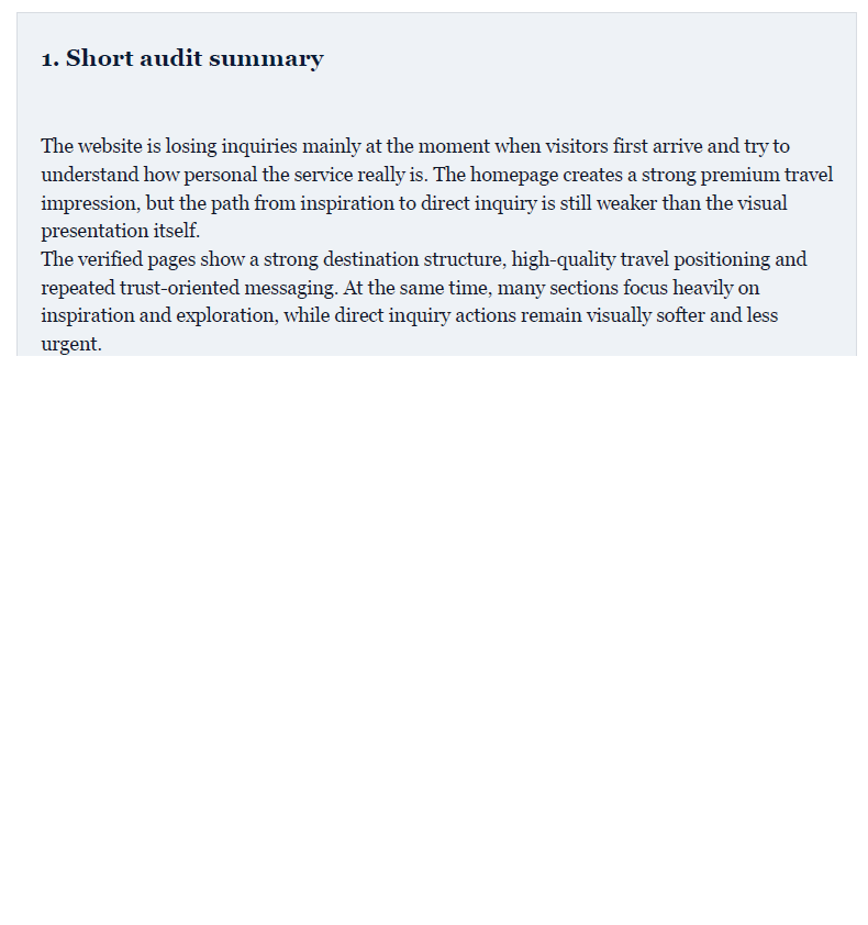 Preview short audit summary