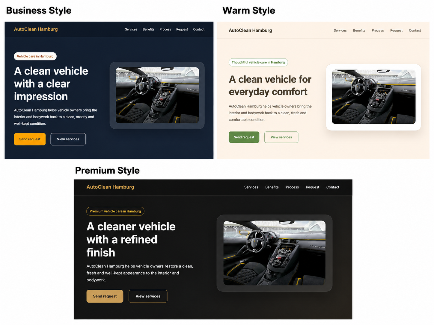 Preview of the first website screen