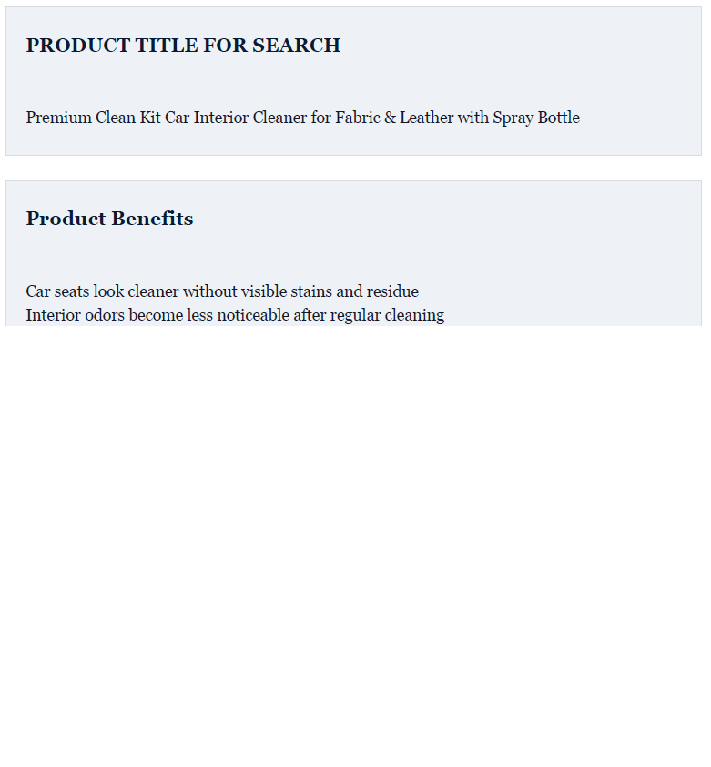 Product benefits preview
